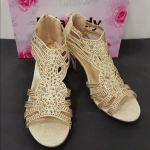 MILA LADY NEW💥 Lexi Crystal Gold Tone Pumps SZ 9